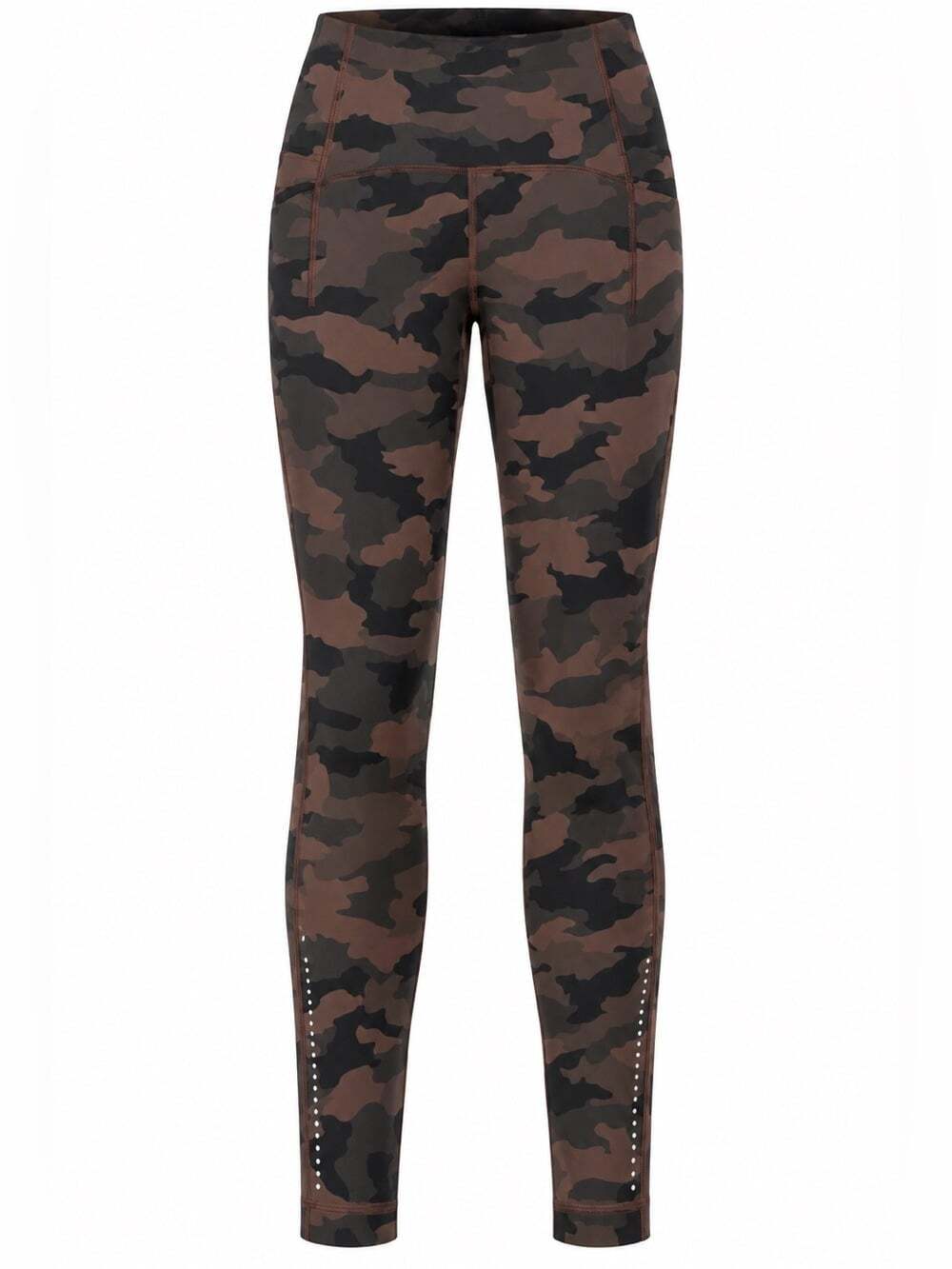 Lululemon Camo Leggings Brown Black Reflective Hem High Rise Yoga Pants Size 4